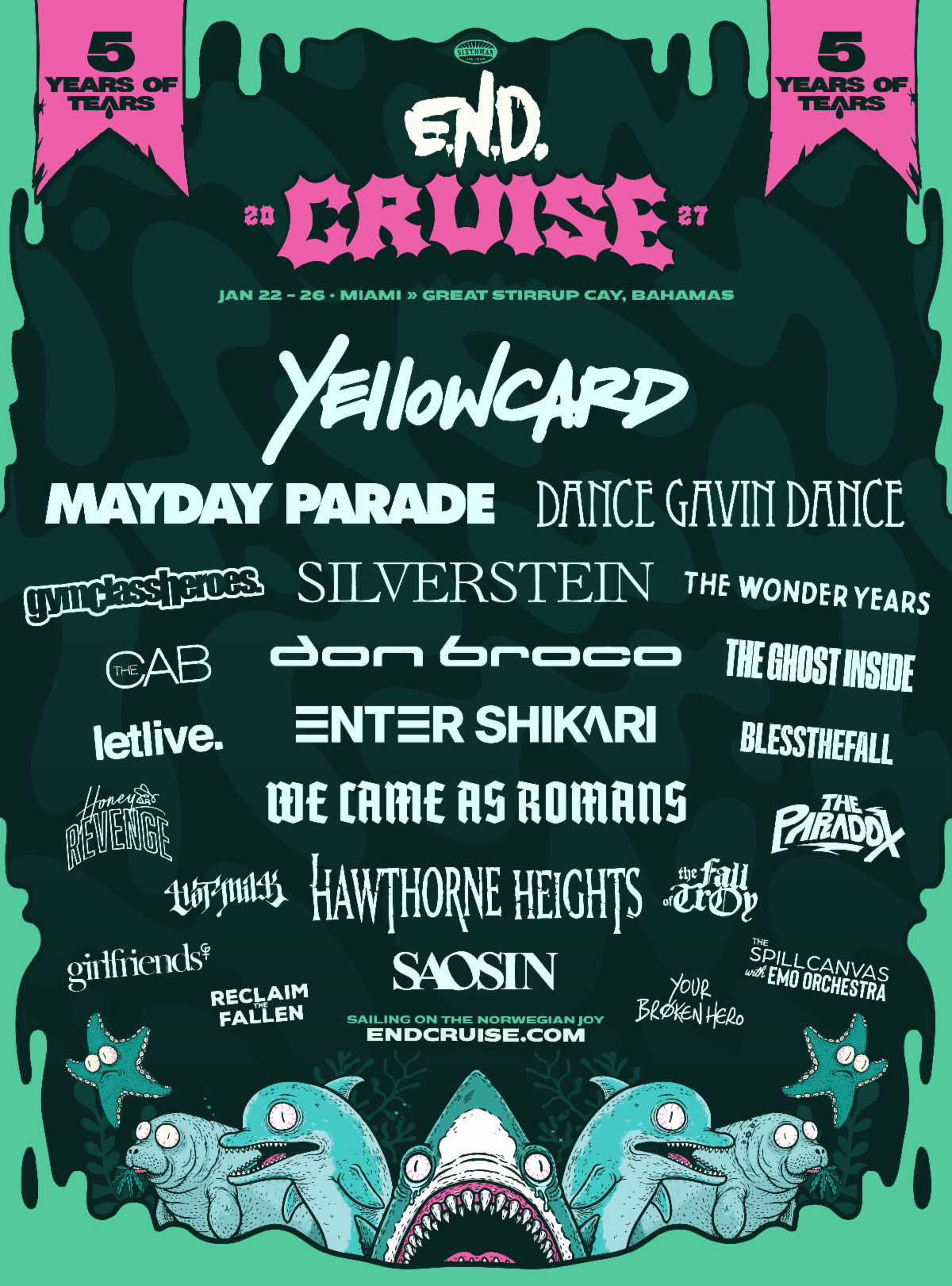 Emo’s Not Dead announces 2027 lineup! The annual cruise comes back for their 5th year!