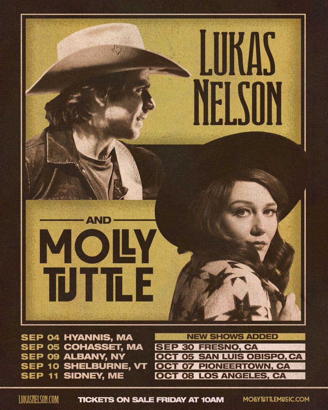 LUKAS NELSON & MOLLY TUTTLE ADD NEW WEST COAST DATES TO CO-HEADLINE TOUR