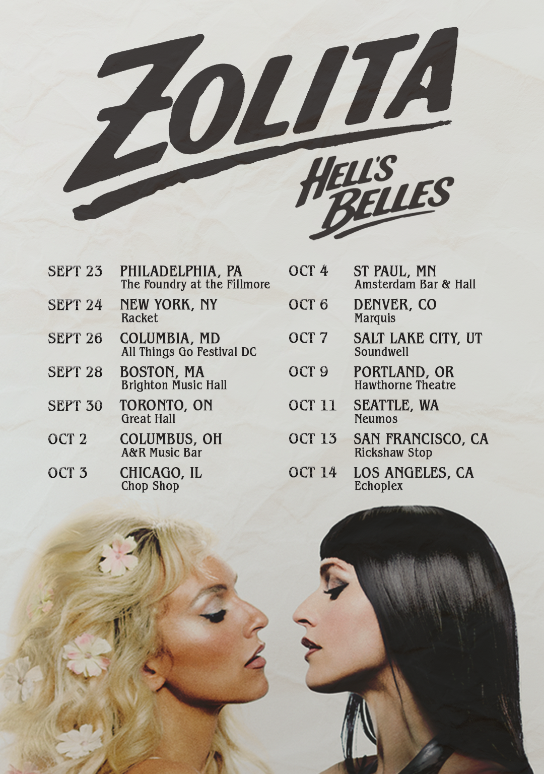 ZOLITA ANNOUNCES FALL 2026 ‘HELL’S BELLES’ HEADLINE TOUR